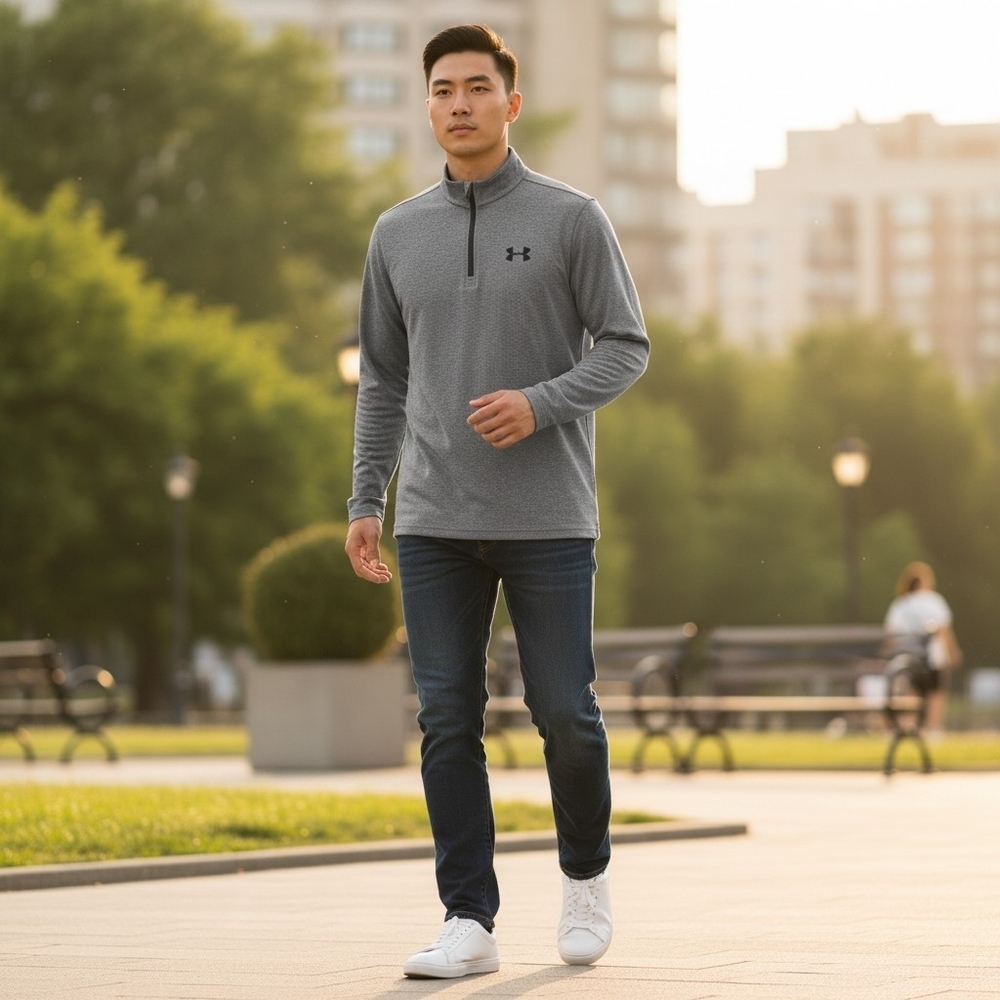Under Armour Men's Charcoal Quarter-Zip Long Sleeve Jacket